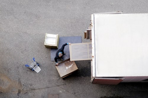Packed boxes and furniture prepared for storage in Balham
